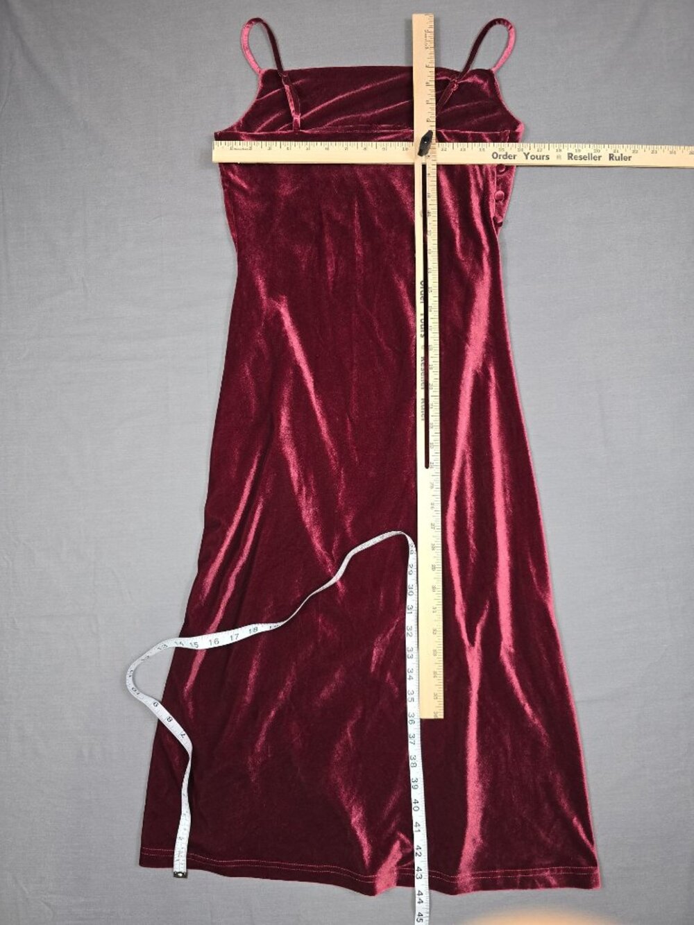 Skies Are Blue Deep Purple Velvet Maxi Dress Spaghetti Straps XS - Picture 4 of 4